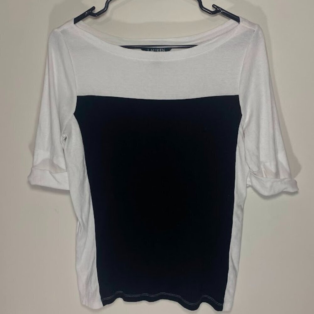 Lauren Ralph Lauren Colorblock Black and White Top
